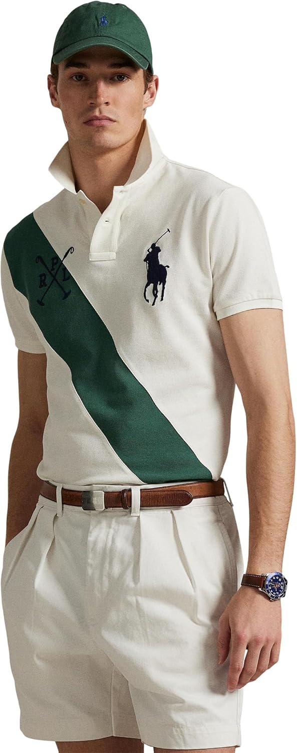 

POLO RALPH LAUREN Мужская классическая футболка-поло Big Pony Mesh, Nevis/Washed Forest