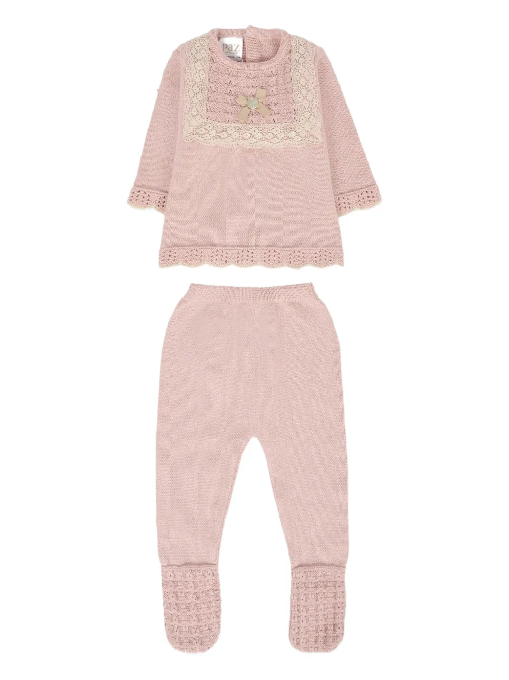 

Вязаный комбинезон с кружевной отделкой Paz Rodriguez, розовый