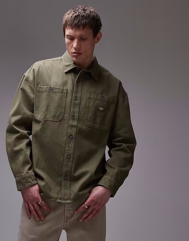 

Джинсовая рубашка с длинным рукавом Dickies Houston цвета хаки
