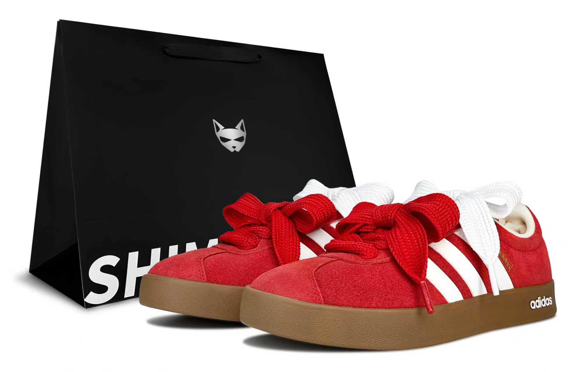 

Adidas Кроссовки для скейтбординга Vl Court Classic Cinnabar, Shimmery Cat Litter, низкие, унисекс, белый с красным