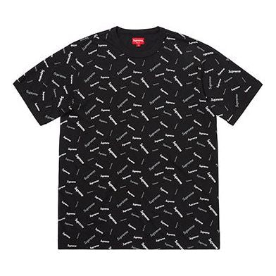 

Футболка fw18 scatter ringer black logo tee Supreme, черный