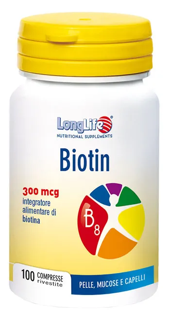 

Longlife Biotin 300 мкг 100 таблеток Здоровье кожи и волос Long Life