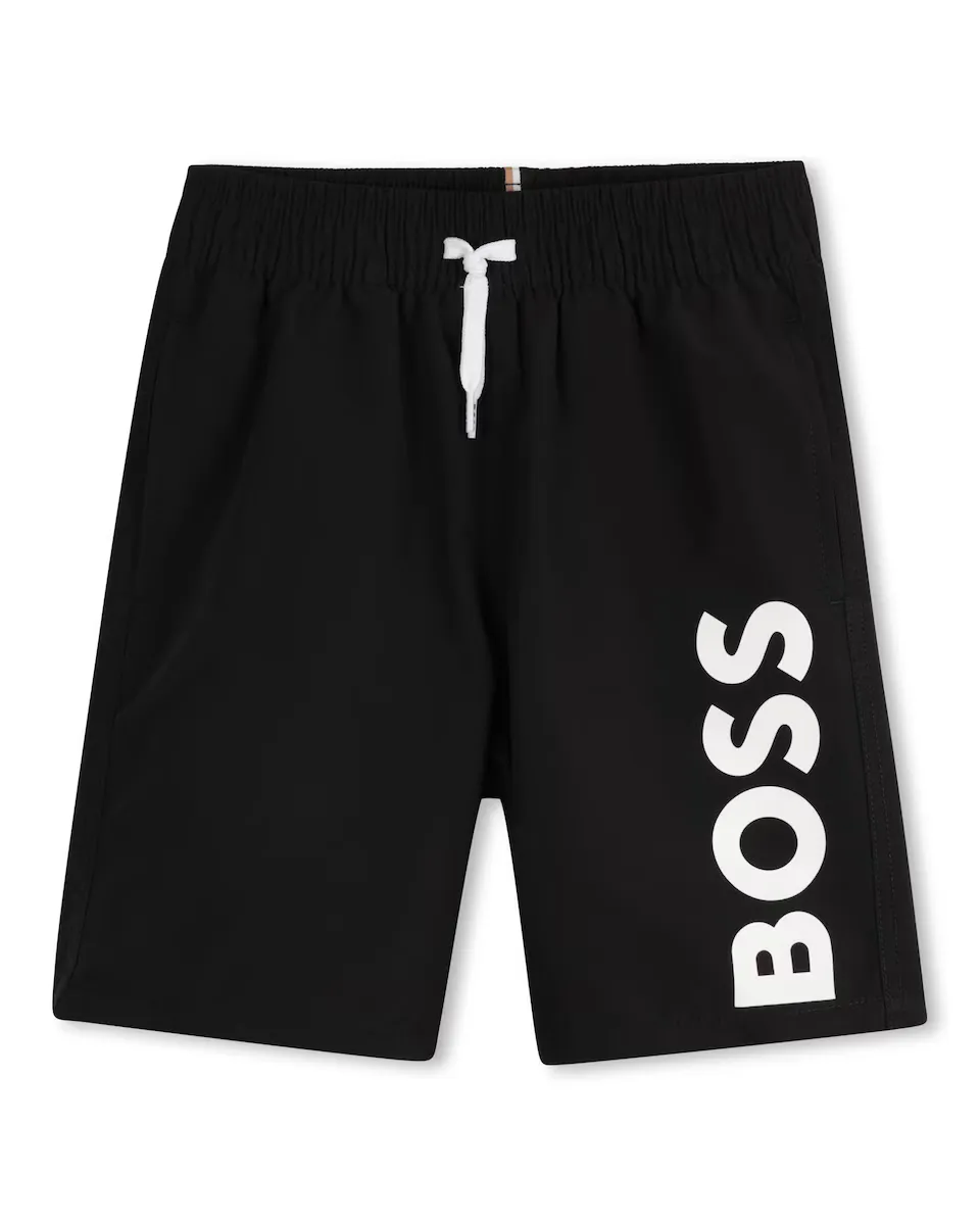 

Купальник для мальчиков с логотипом и кулиской BOSS Kidswear, чёрный