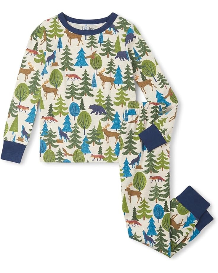 

Пижама Hatley Kids Forest Scene Stretch Cotton Pajama Set, цвет Natural