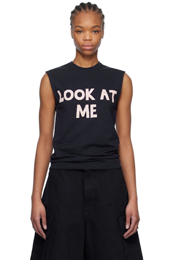 

Майка темно-синего цвета с принтом «Look At Me» JW Anderson