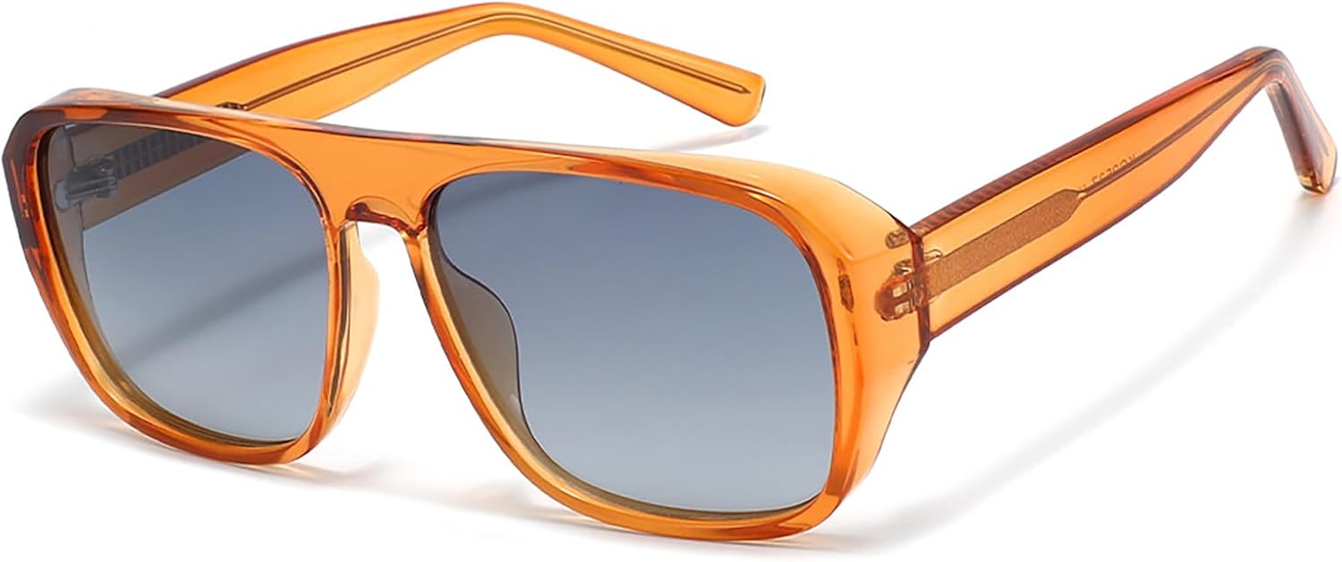 

Поляризованные солнцезащитные очки Flat Top 2026 для мужчин и женщин | Квадратные солнцезащитные очки с защитой UV400 | Слегка обтекаемые линзы ONLYZILLA, Orange Frame With Gradient Grey Lenses