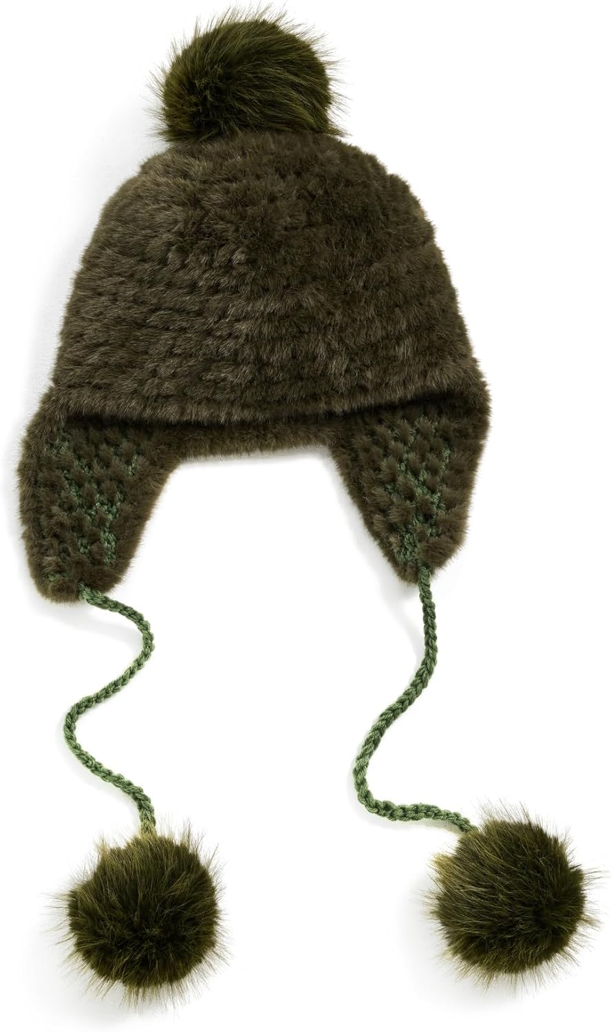 

Женская вязаная шапка-ушанка Jocelyn из искусственной норки, Olive