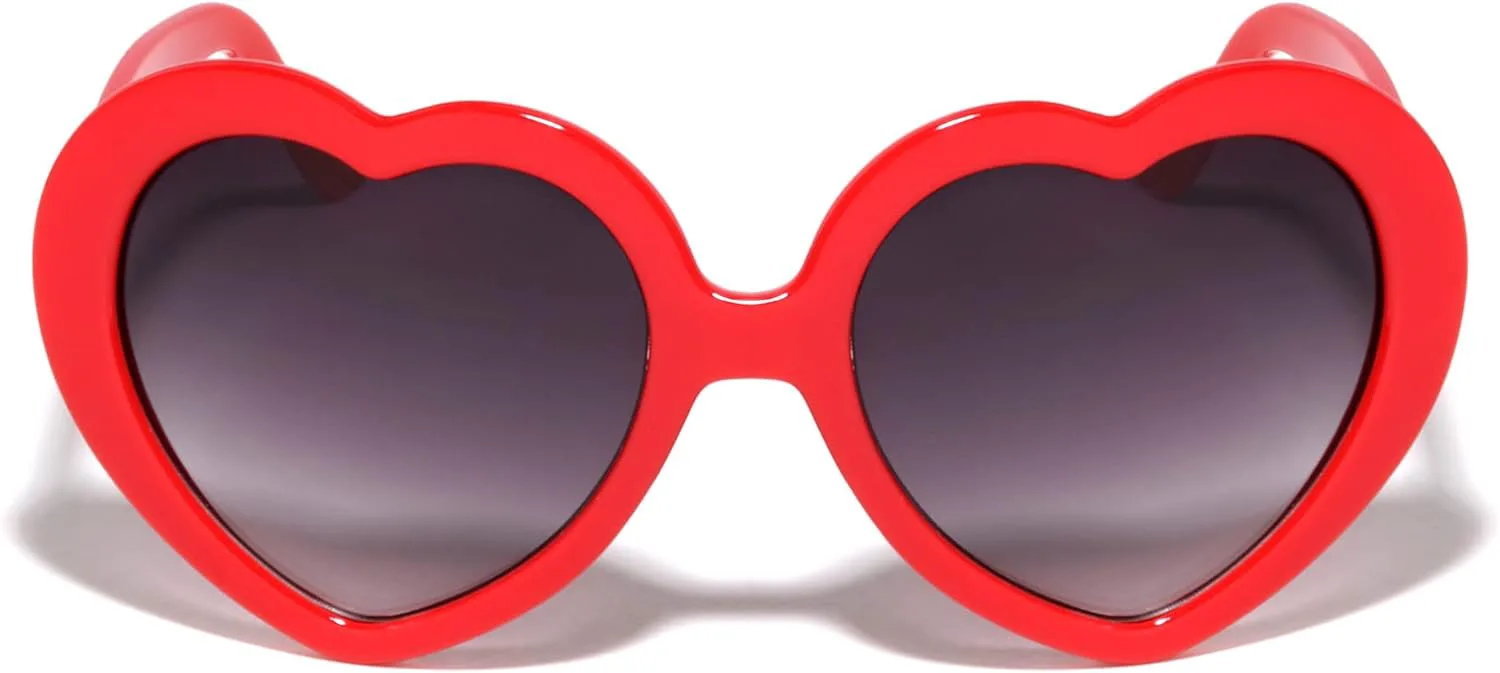 

Солнцезащитные очки в стиле ретро с очень темными линзами, закругленными краями, пластиковыми линзами и оправой в форме сердца PT0112-HEART Sunglasses Luxe, Red