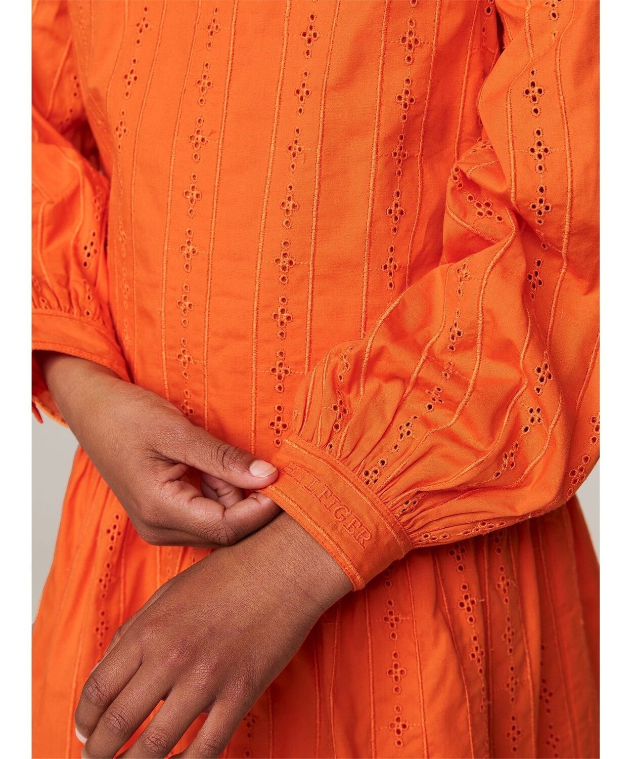 (K) Платье с вышивкой TOMMY HILFIGER Hilfiger с длинными рукавами, Orange — фото 4