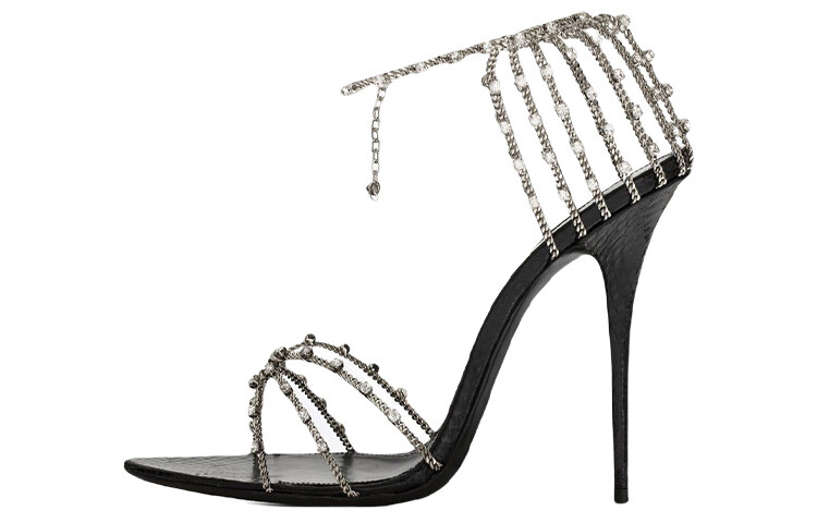 

Женские шлепанцы Saint Laurent, серебристый