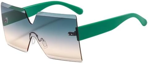 

Женские солнцезащитные очки без оправы, большие солнцезащитные очки UV400, модные очки для женщин, солнцезащитные очки UV400, зеленые, зелено-коричневые, O MTZJH, One Color