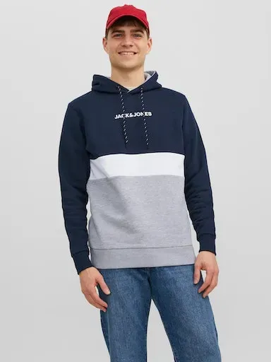 

Толстовка с капюшоном Jack & Jones "JJEREID BLOCKING SWEAT HOOD NOOS", синий