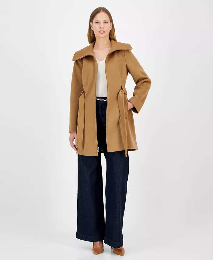 

Пальто Petite с поясом и застежкой-молнией спереди Michael Kors, коричневый