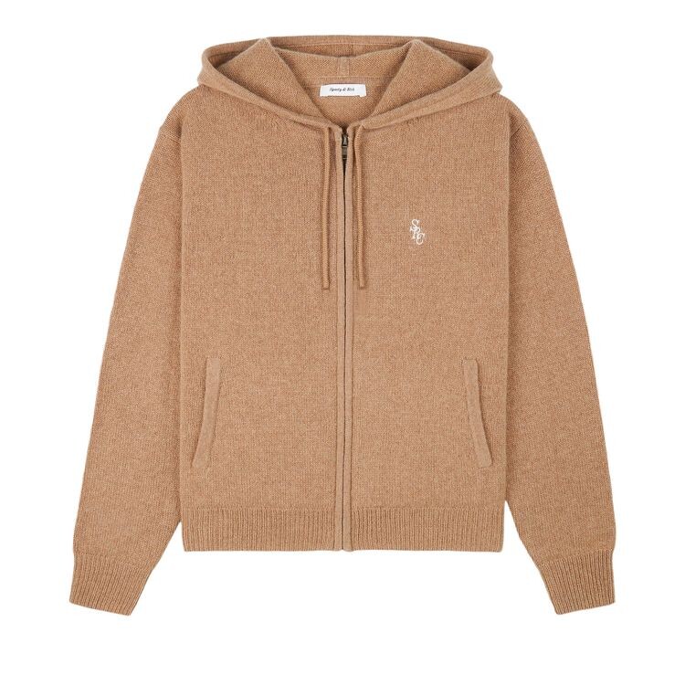 

Худи Sporty & Rich Sporty & Rich SRC Cashmere Zip Hoodie Camel/White, желто-коричневый