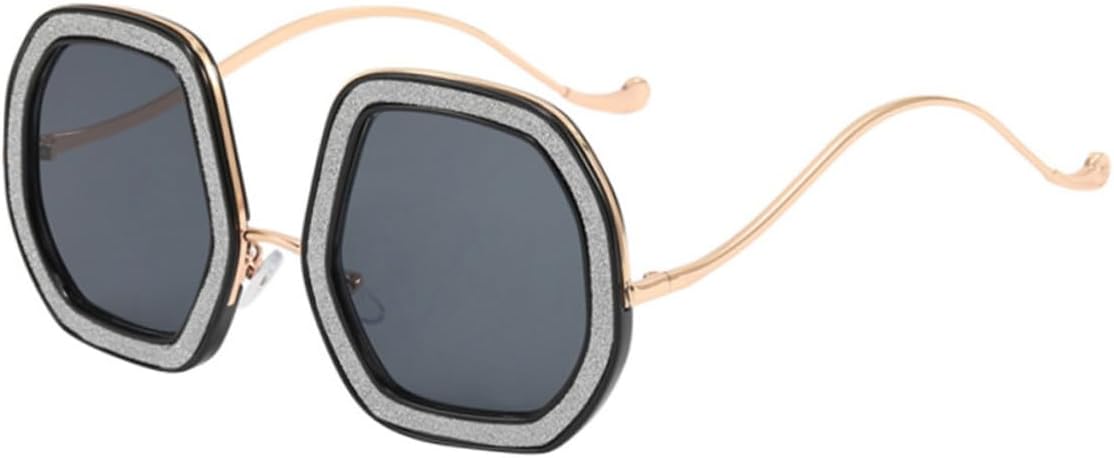 

Крупные женские солнцезащитные очки с блестящими стразами, черная оправа, защита от УФ-излучения, идеально подходят для отдыха и прогулок на свежем воздухе Hemobllo, Grey