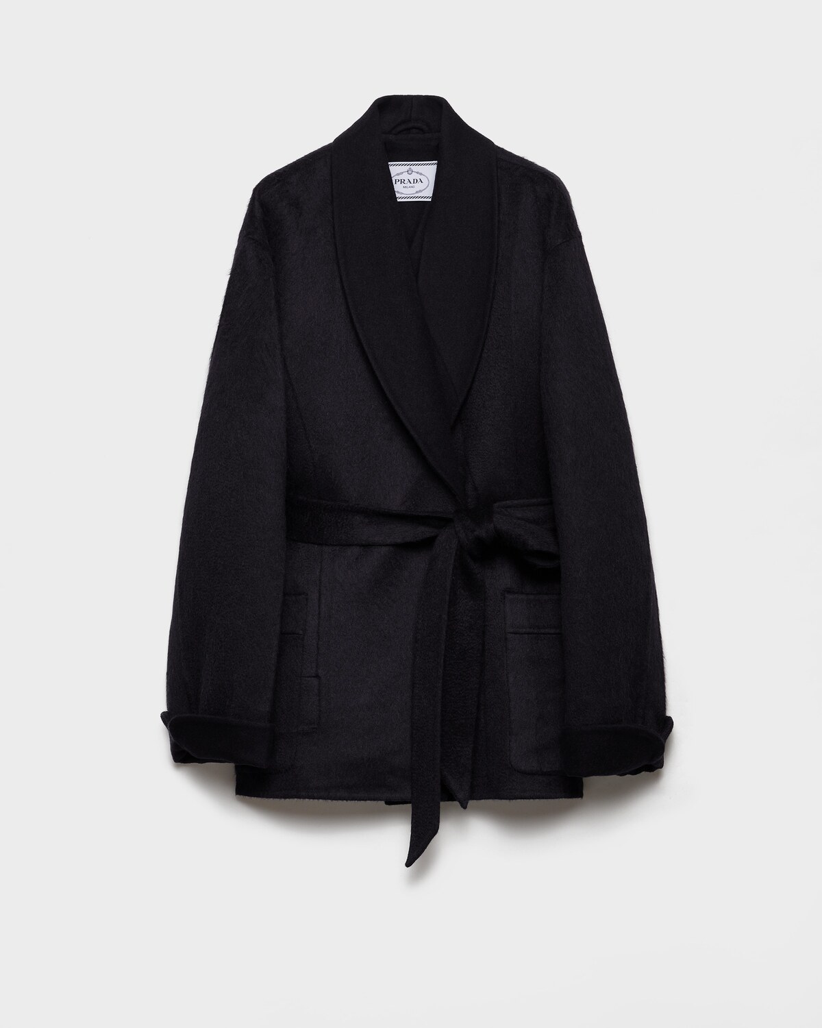 

Однобортный кэбан из двойного велюра Prada, синий