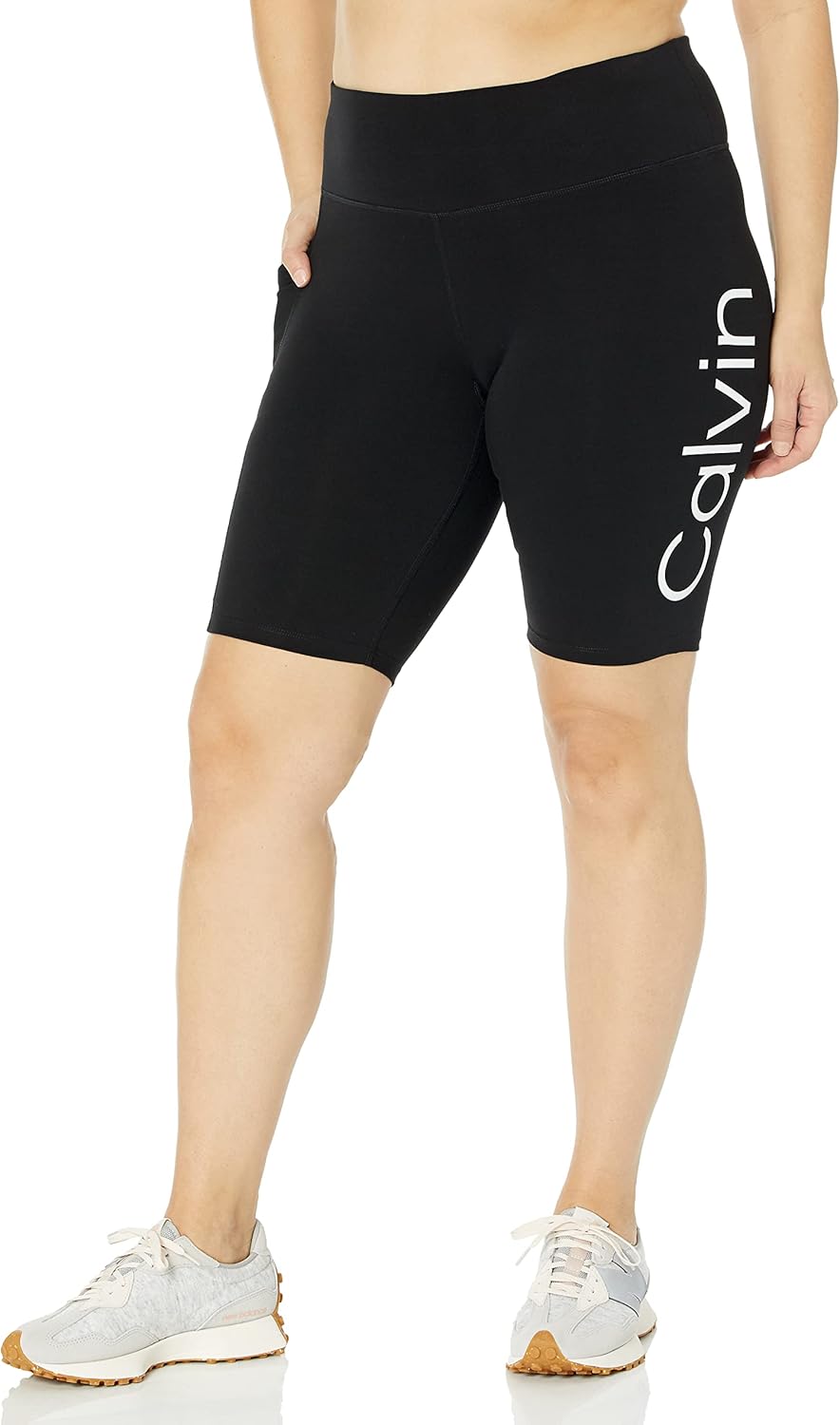 

Женские велосипедные шорты Calvin Klein Performance больших размеров с логотипом и высокой талией, одним карманом, White