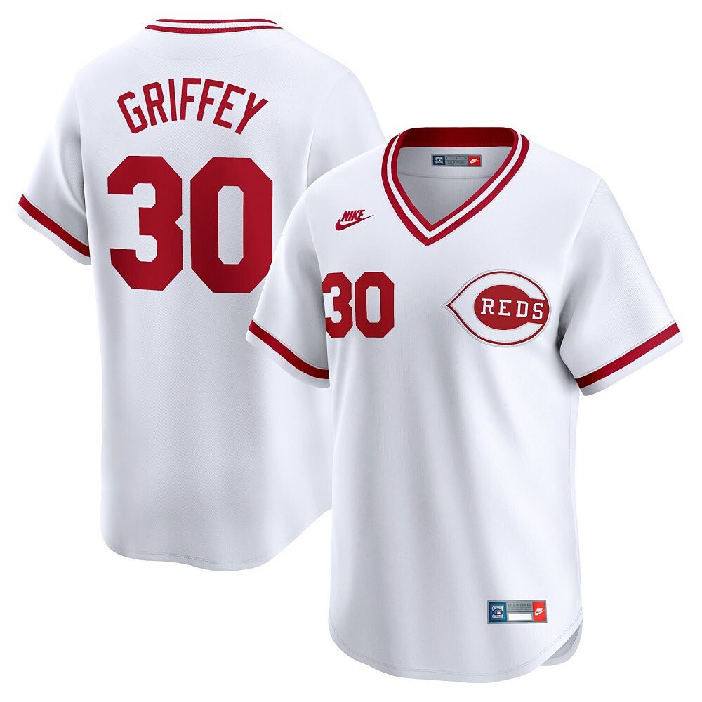 

Мужская джерси Nike Ken Griffey White Cincinnati Reds Throwback Cooperstown Limited, цвет Red White