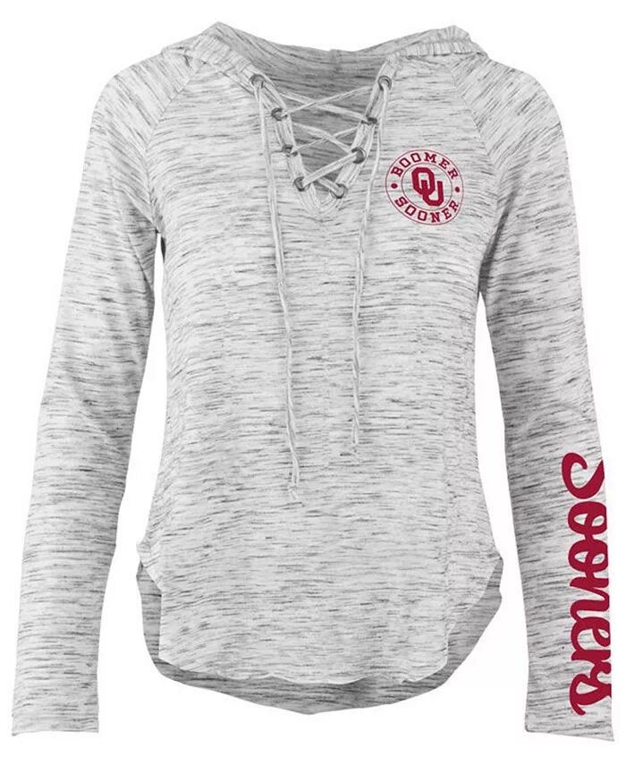 

Женская футболка Oklahoma Sooners Spacedye Lace Up с длинным рукавом Pressbox