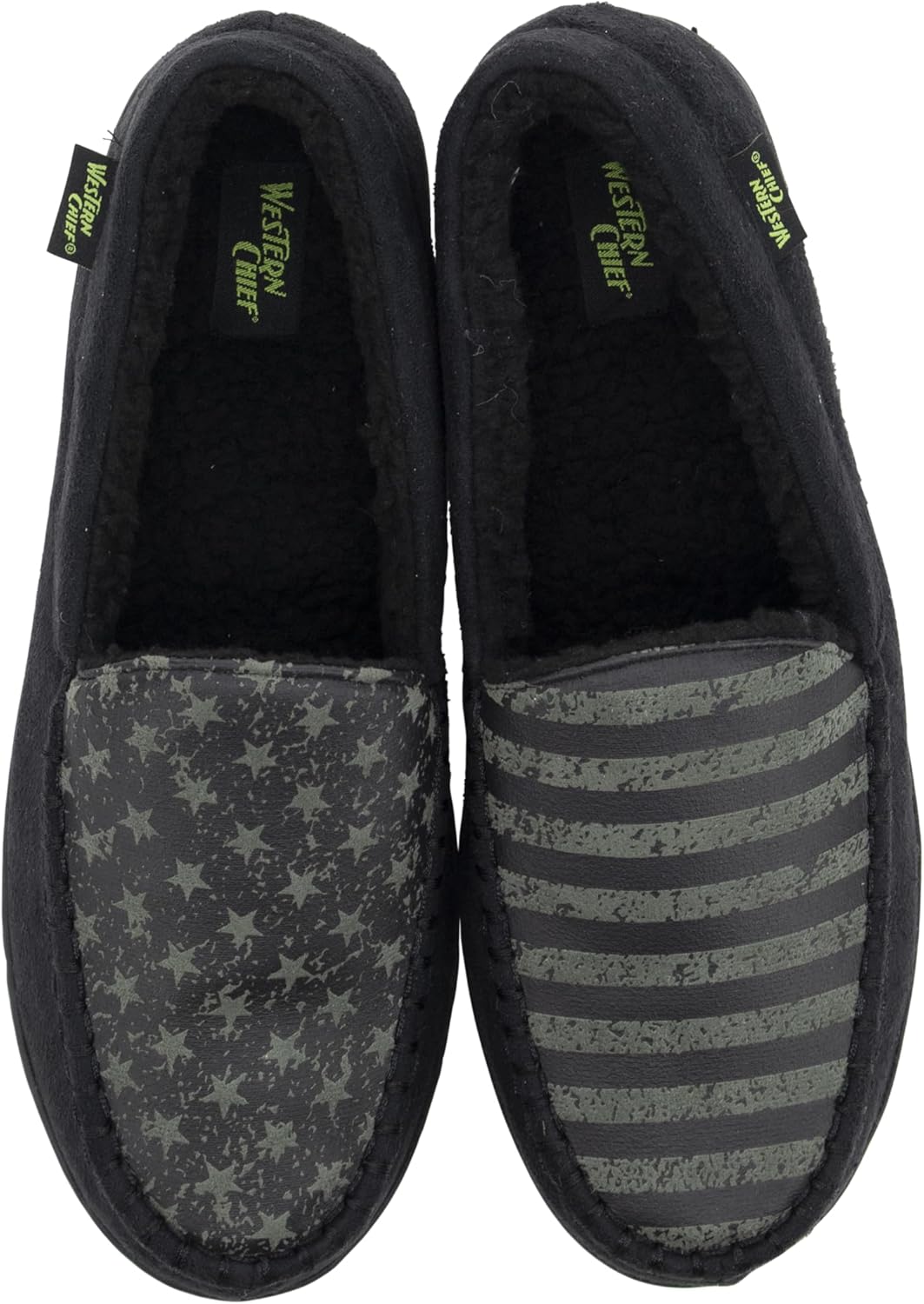 

Мокасины для мужчин Western Chief - теплые домашние тапочки с флисом, для дома и улицы, черный