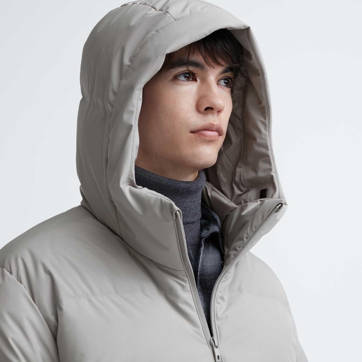 Куртка Uniqlo пуховая с капюшоном Uniqlo, 02 светло-серый — фото 4