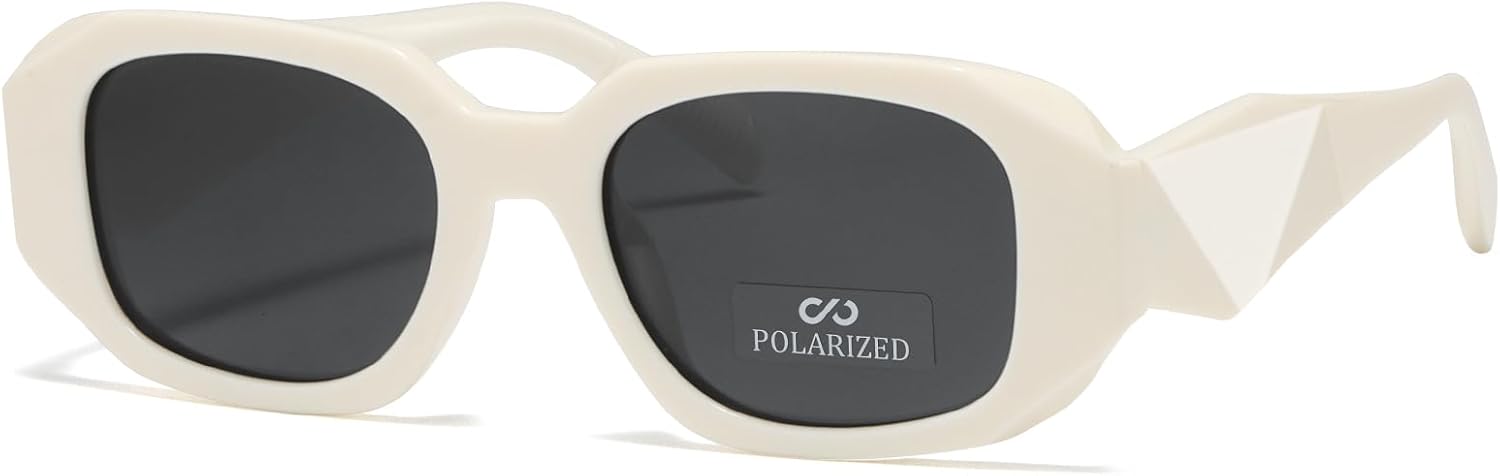 

Солнцезащитные очки JiSoo в стиле ретро прямоугольной формы для женщин, модные поляризованные прямоугольные солнцезащитные очки в винтажном стиле для женщин, White/Black