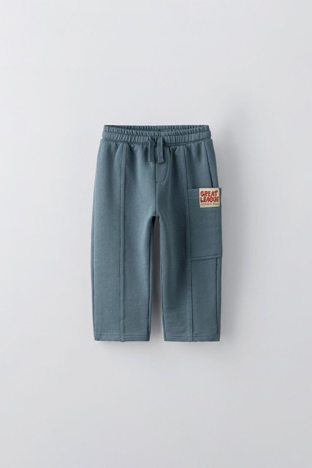 

Плюшевые брюки с аппликациями-этикетками ZARA, средне-синий