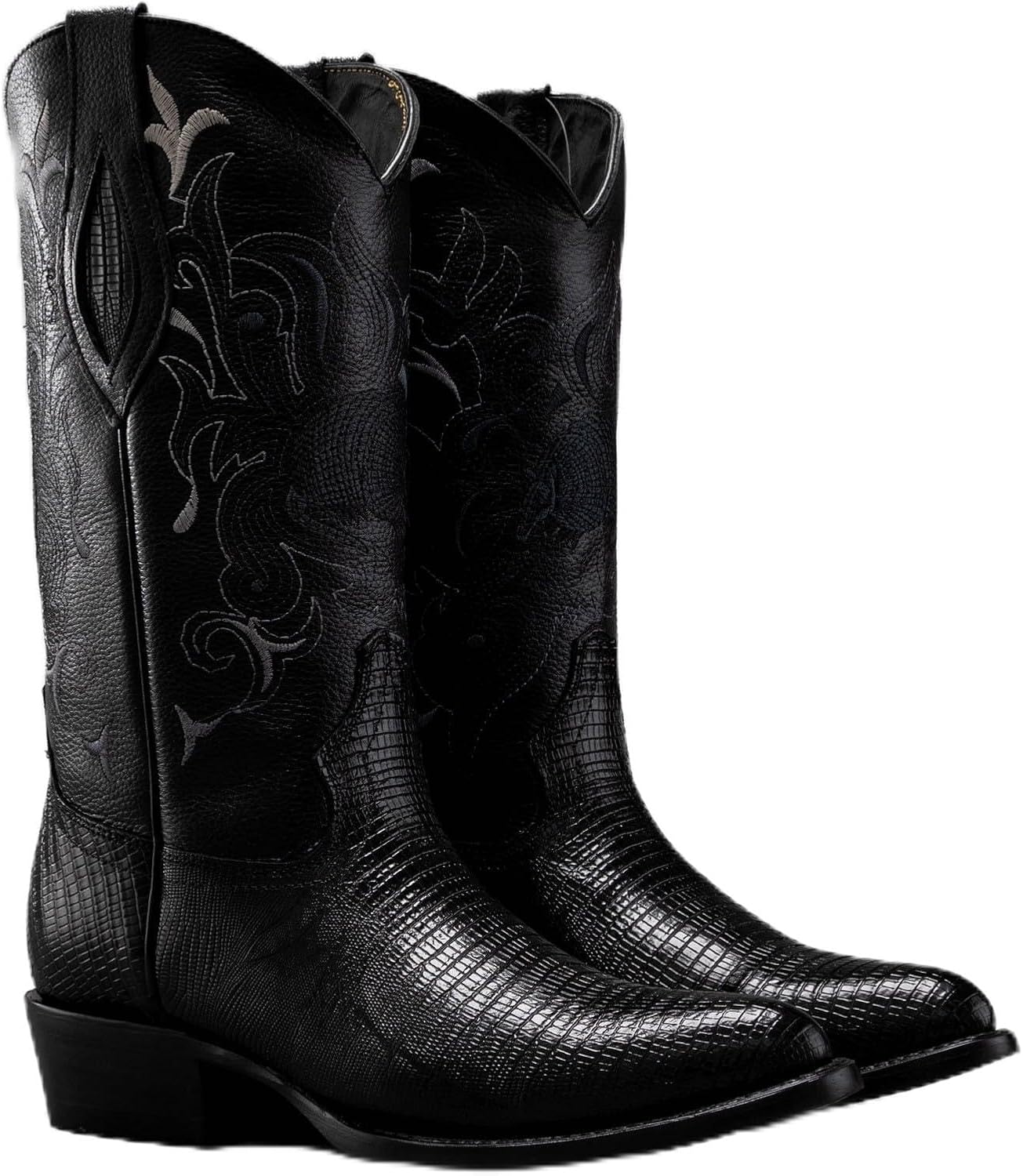 

Ботинки Joe Boots 913 из экзотической кожи ящерицы с классическим носком J, вышитым голенищем, кожаной подошвой, каблук 4 см с резиновой накладкой Joe Exclusive, черный