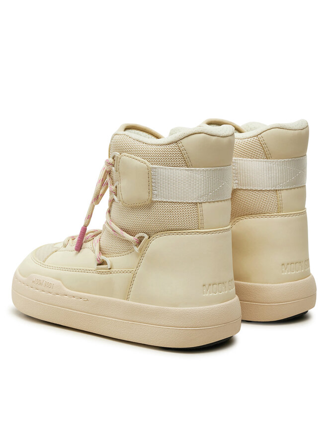 Зимние ботинки женские Moon Boot Park Sneaker комбинированные на шнуровке, бежевый — фото 3