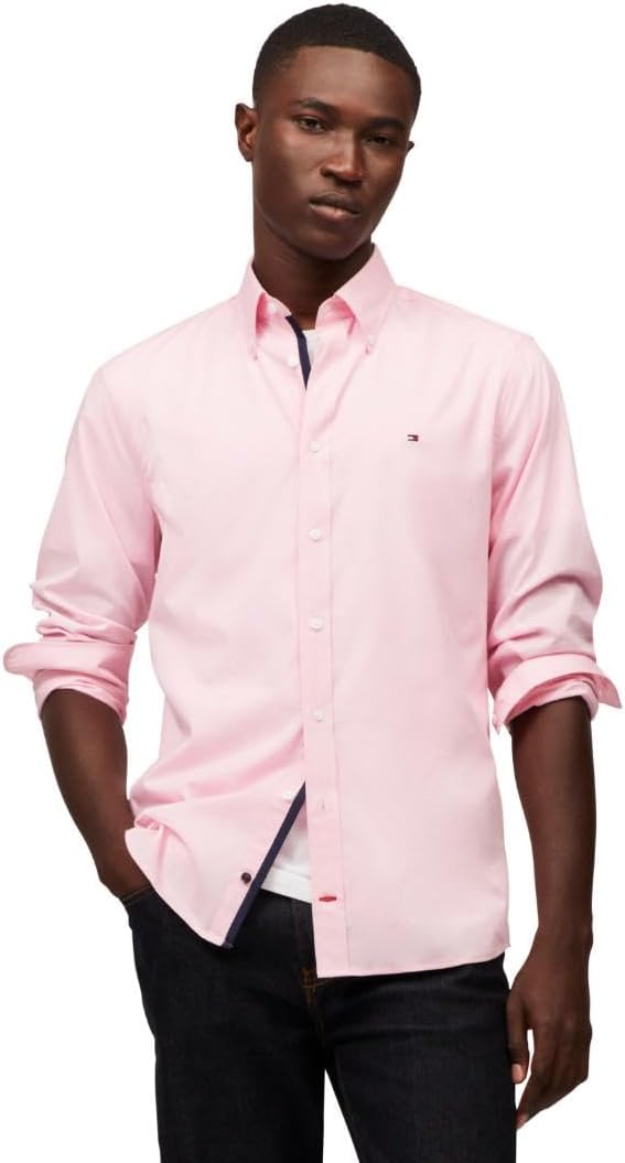 

Мужские рубашки Tommy Hilfiger Poplin с длинным рукавом, классического кроя, застегивающиеся на пуговицы, также доступны в размерах для больших и высоких размеров., Classic Pink