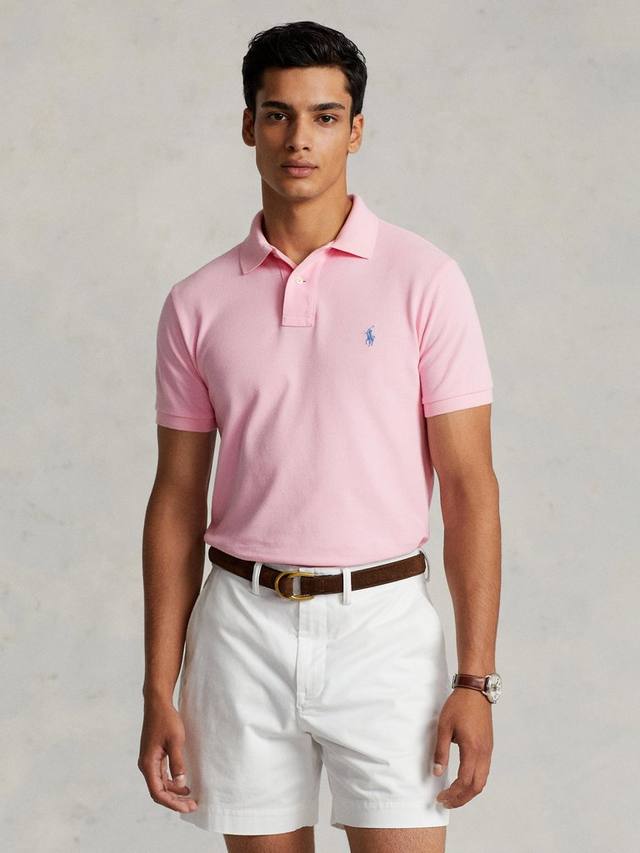 

Хлопковая поло с сетчатой отделкой и облегающим кроем Ralph Lauren, Carmel Pink/C7349