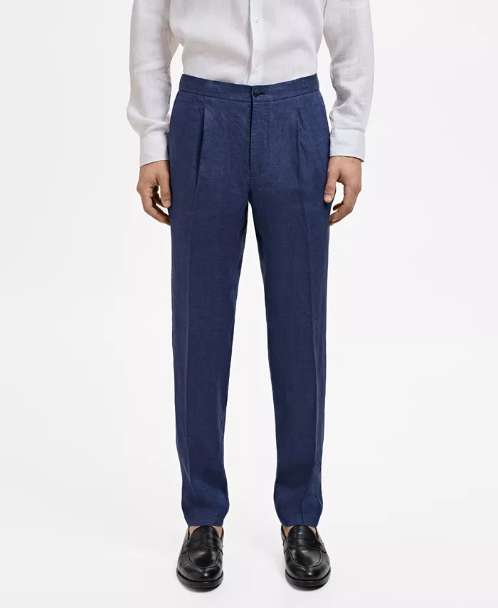 

Мужские брюки Salerno Slim-Fit из льна MANGO, синий