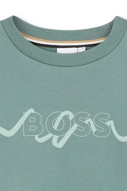 Худи детское с принтом BOSS, зеленый — фото 4