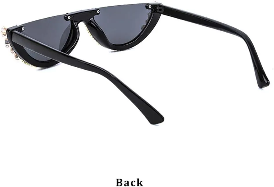 

Модные солнцезащитные очки с полуободковой оправой и стразами 2027 года для женщин, персонализированные очки с бриллиантами, солнцезащитные очки UV400 MTZJH, Black