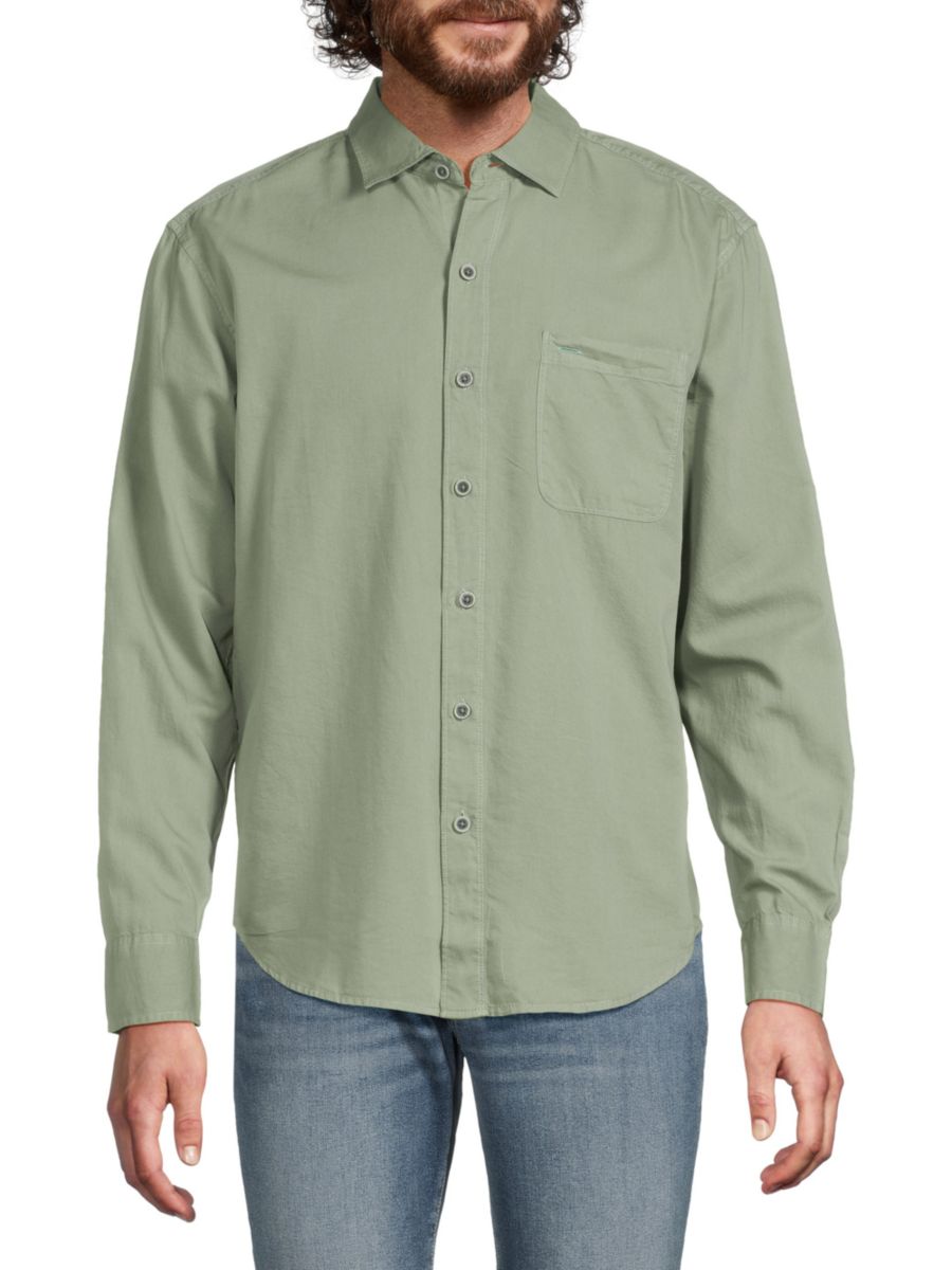 

Однотонная рубашка с длинным рукавом Tommy Bahama, цвет Tropical Fern