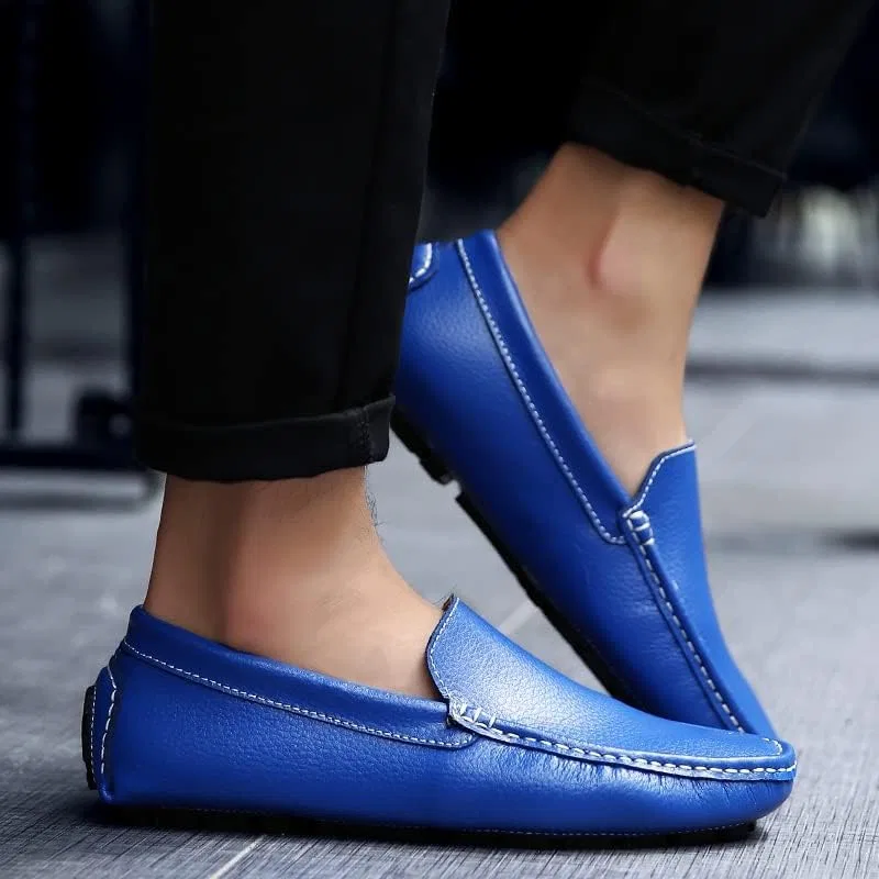 Мужские лоферы на каждый день, кожаные, Royal Blue PUGHGAETZF — фото 2