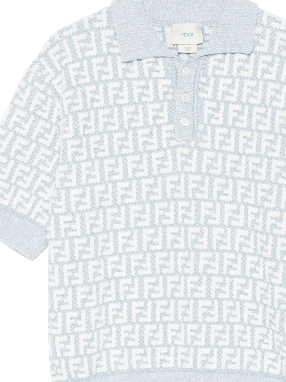 Поло-рубашка с узором Ff Fendi Kids, синий — фото 3