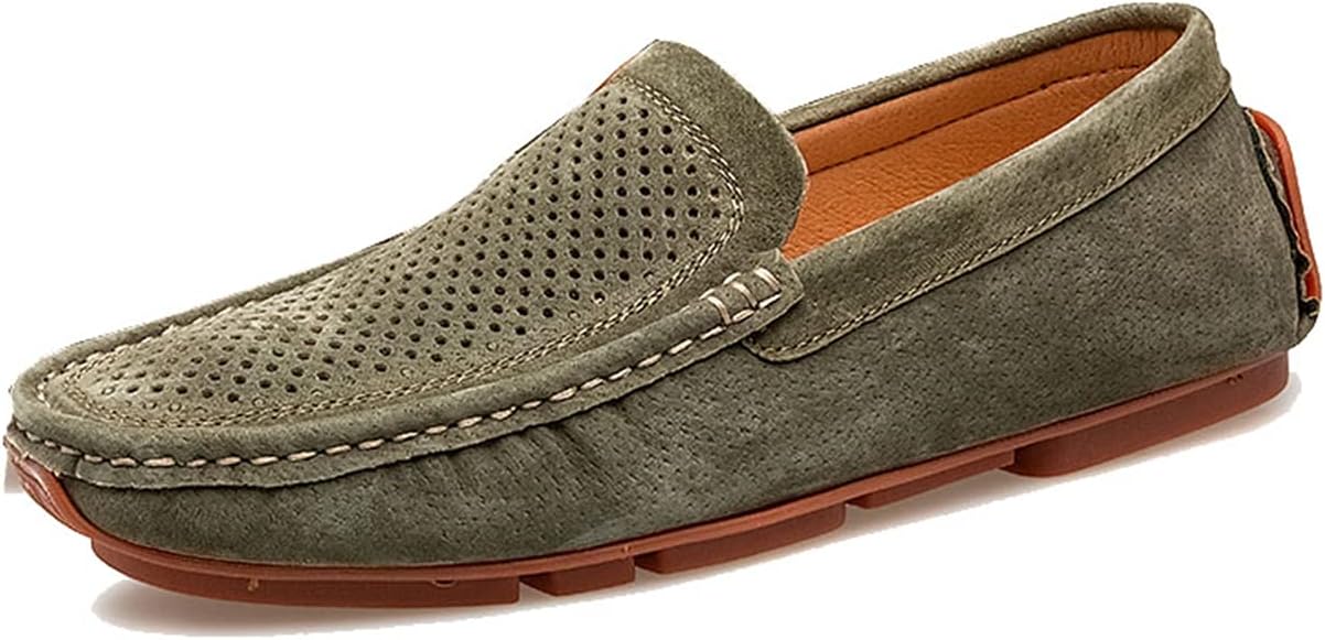 

Мужские повседневные мокасины из замши с вентиляцией, шитьем, для вождения, походов и с кармашком для монеты Litnermia, хаки