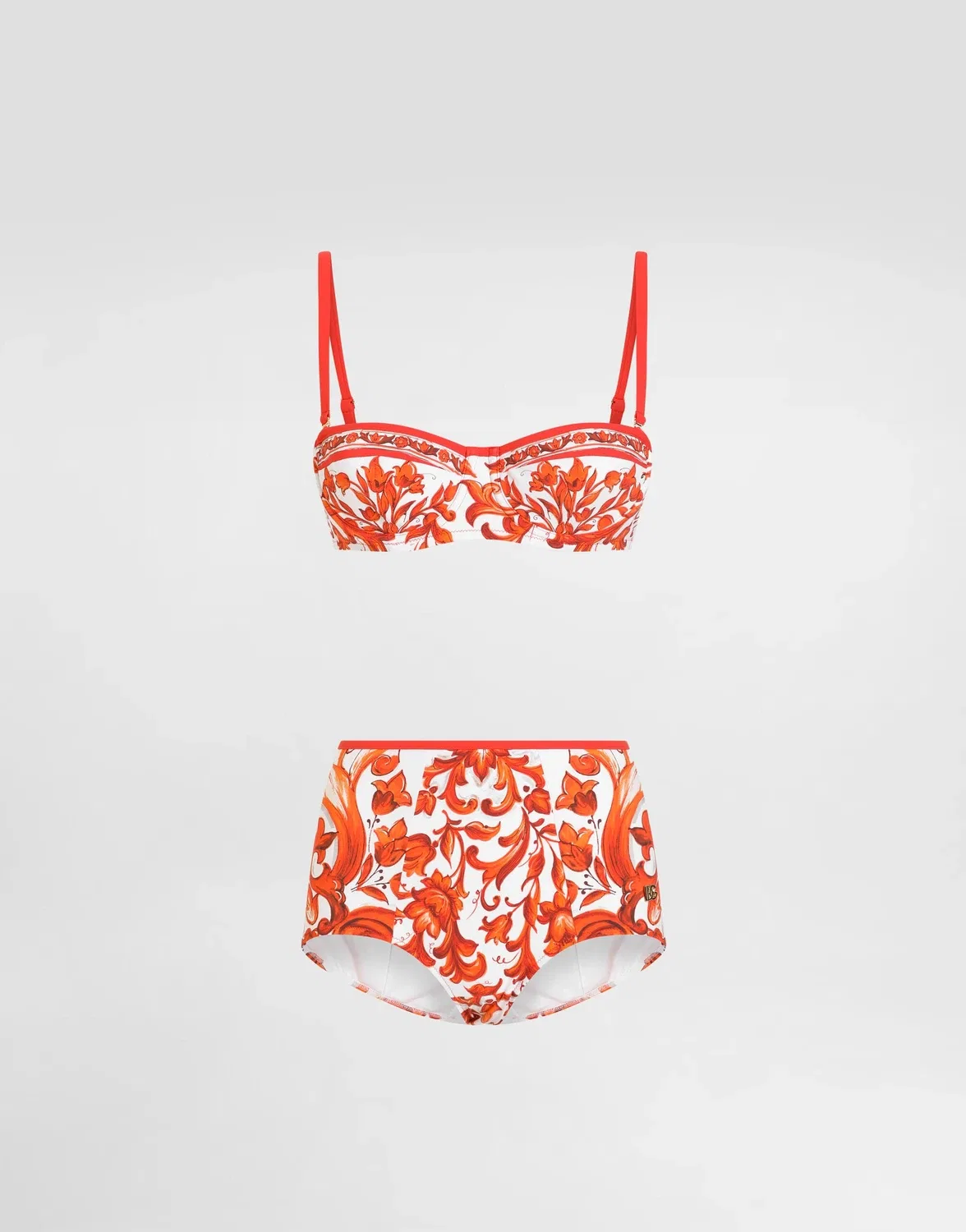 Купальник с принтом "Майолика" DOLCE & GABBANA, бежевый