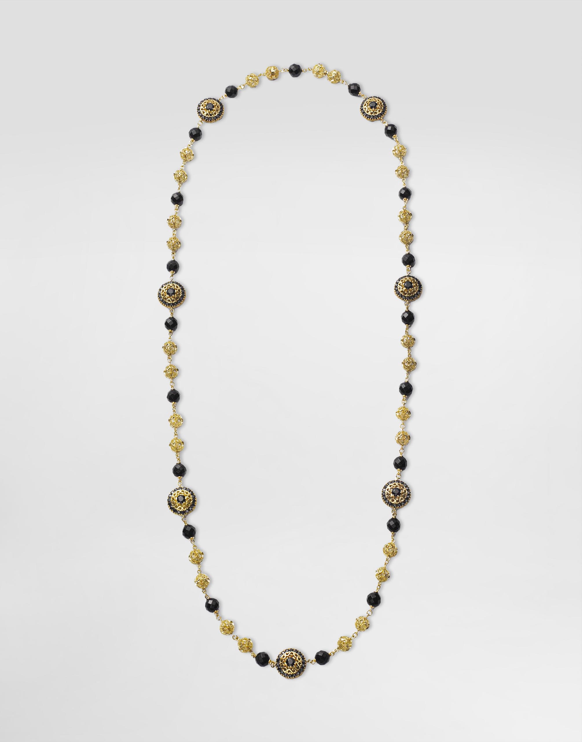 

Колье sicily из желтого золота 18 карат, с черными сапфирами и черным нефритом Dolce & Gabbana, золото