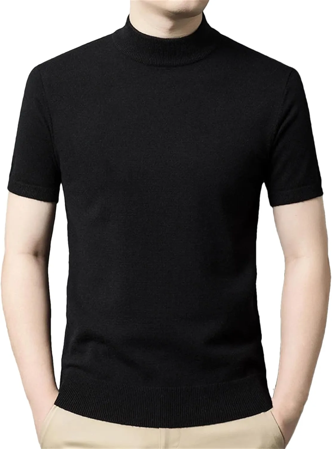 

Мужской свитер с воротником-стойкой, короткий рукав, Slim Jegsnoe