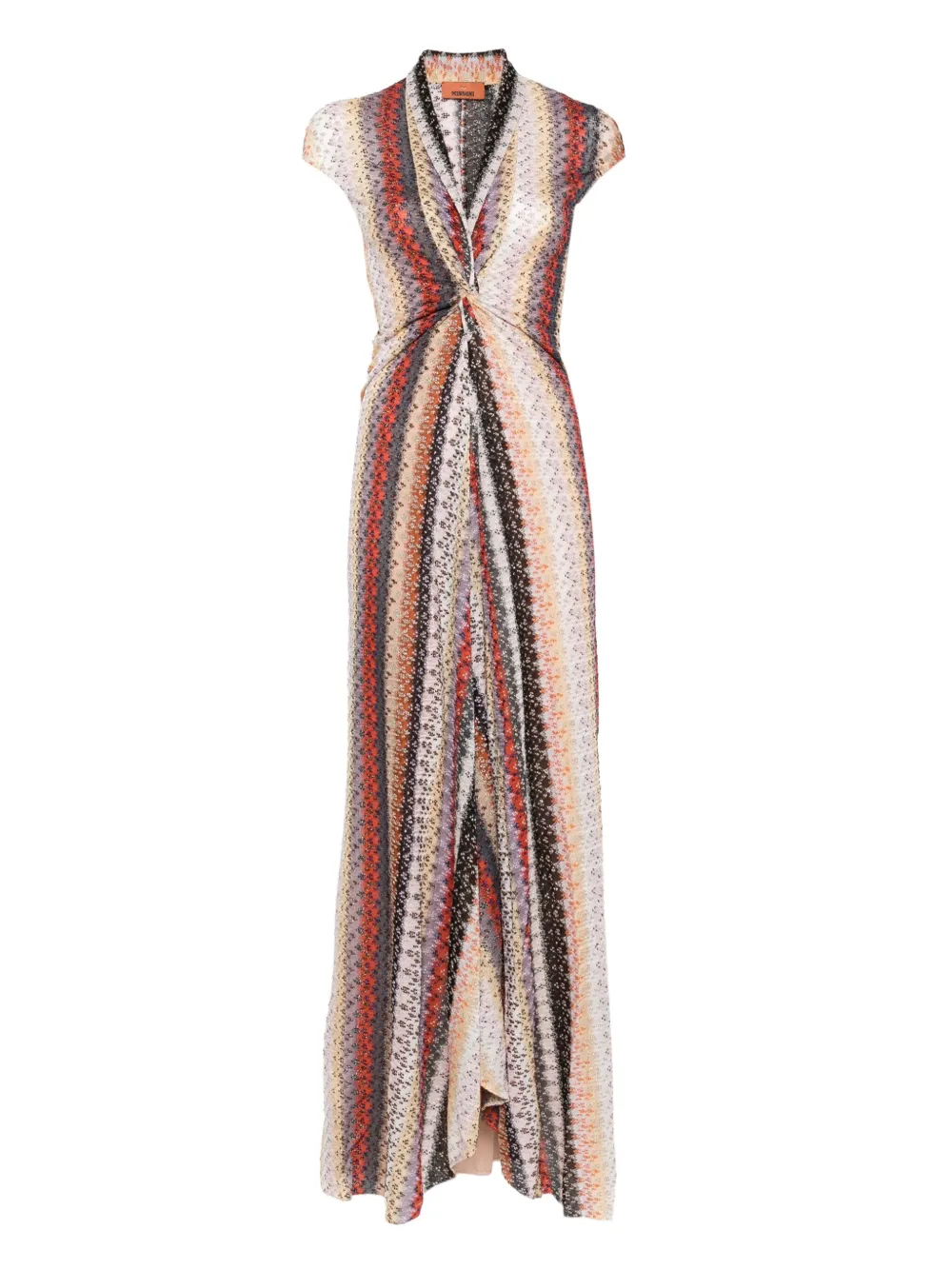 

Платье макси из разноцветного полосатого трикотажа Missoni, розовый