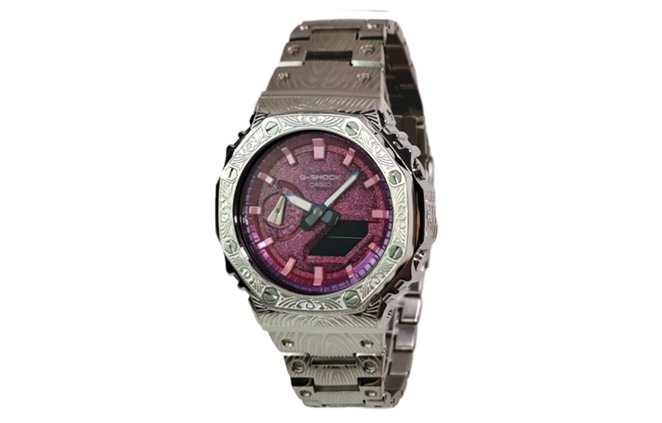 

CASIO Часы Retrofit Series GA2100 Collection Quartz Movement Stainless Steel Strap Watch Men's Watch Purple Watch Dial