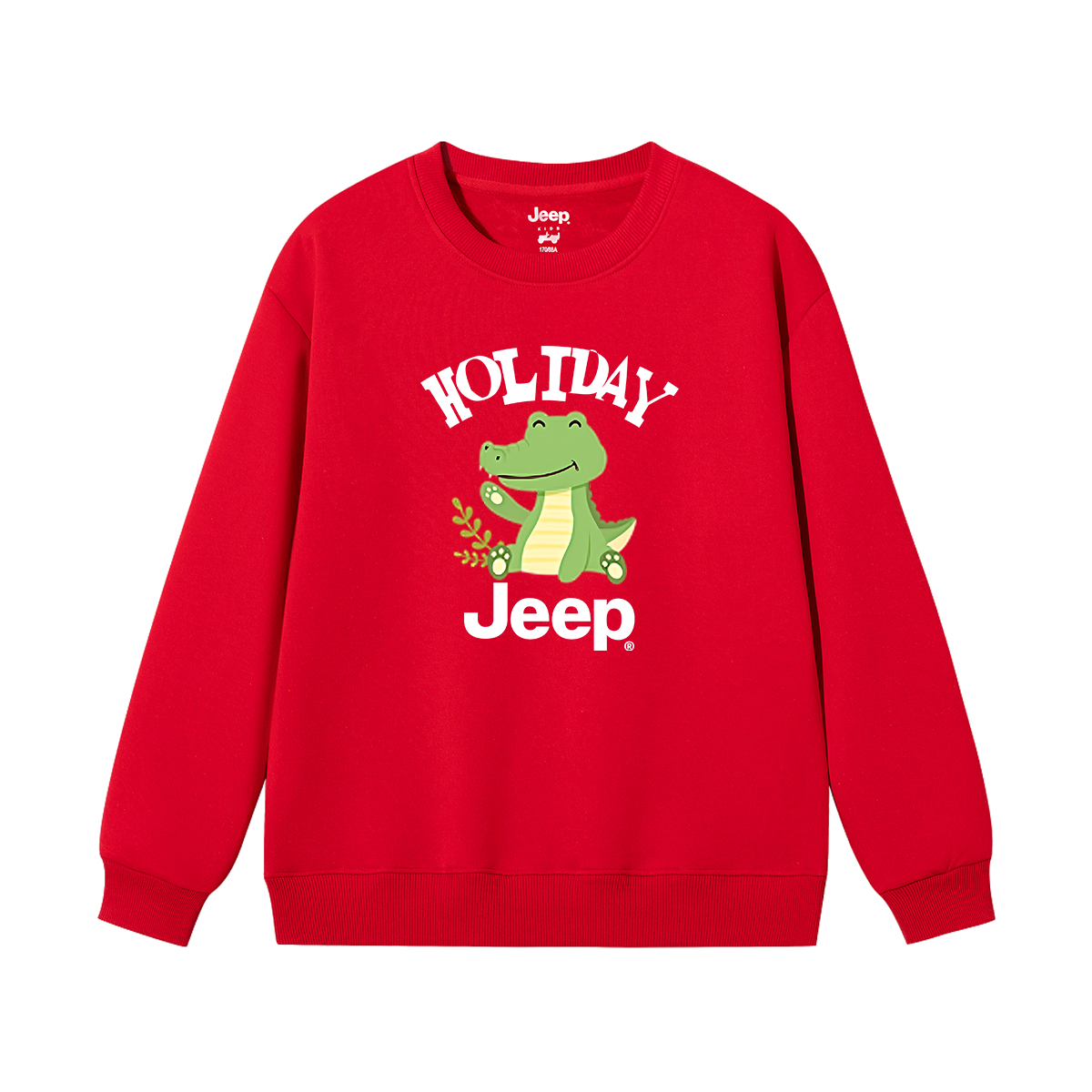 

Детская толстовка с круглым вырезом утолщенная Jeep, new year красный fleece-lined
