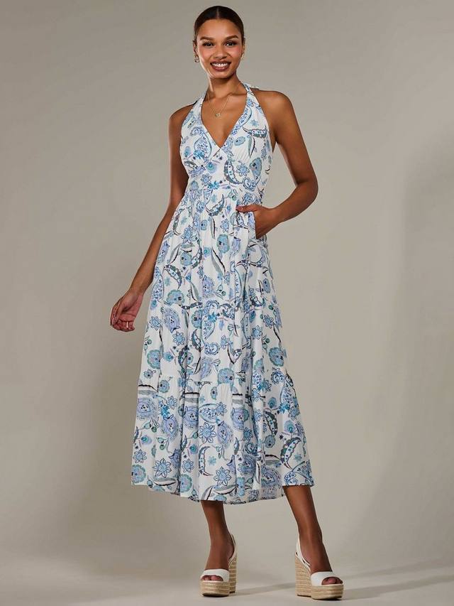 

Макси-платье с узором пейсли на бретельках Jolie Moi, синий