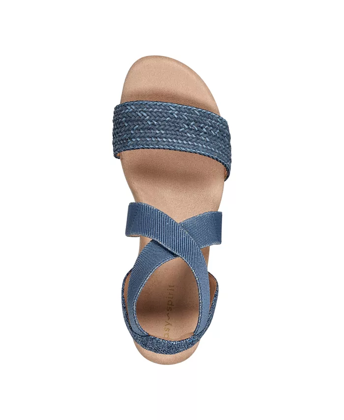 Женские плетеные босоножки-клин Lorena на тонких ремешках Easy Spirit, синий — фото 4