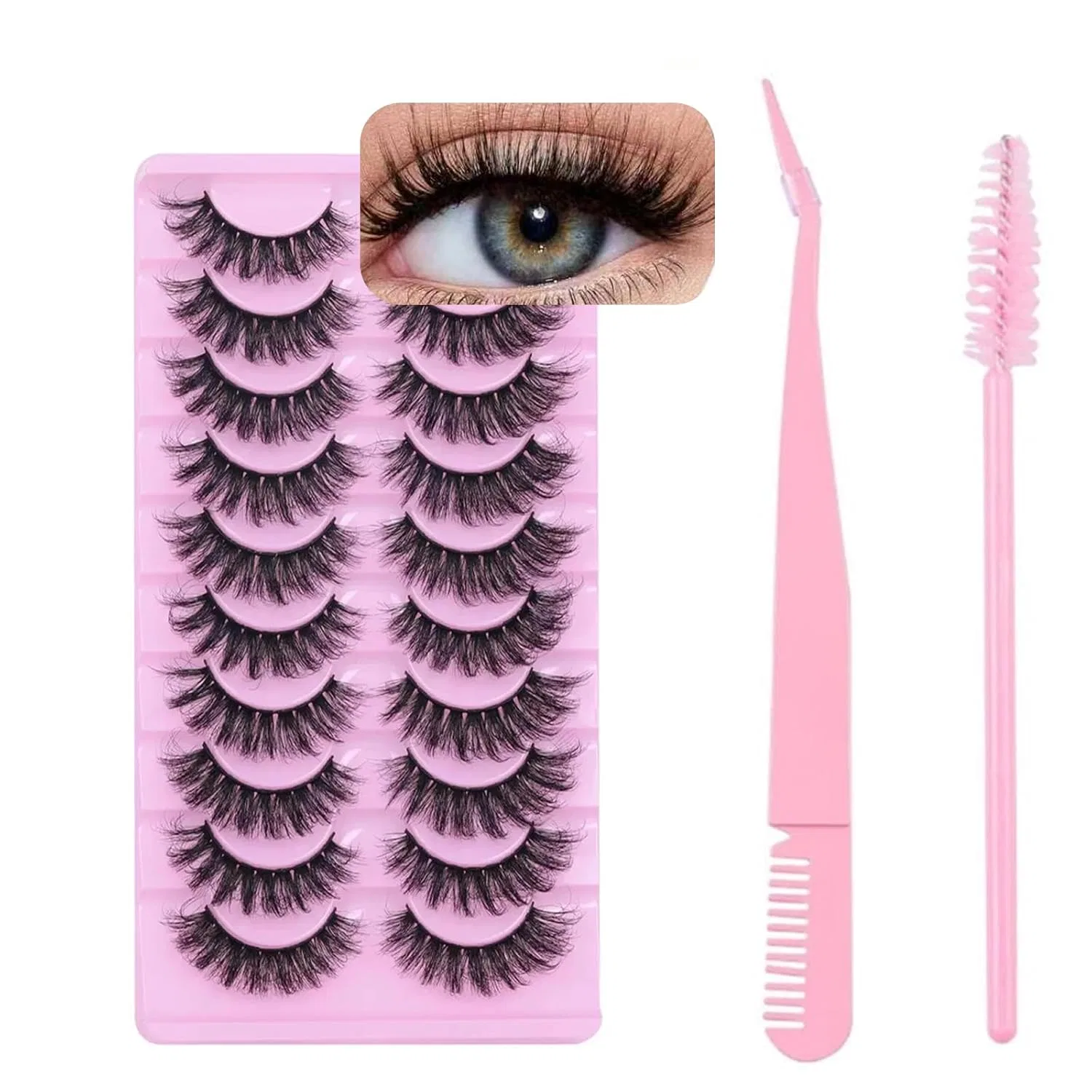 Набор многоразовых накладных ресниц «Faux Mink Wispy Cat Eye» Cbmzhf