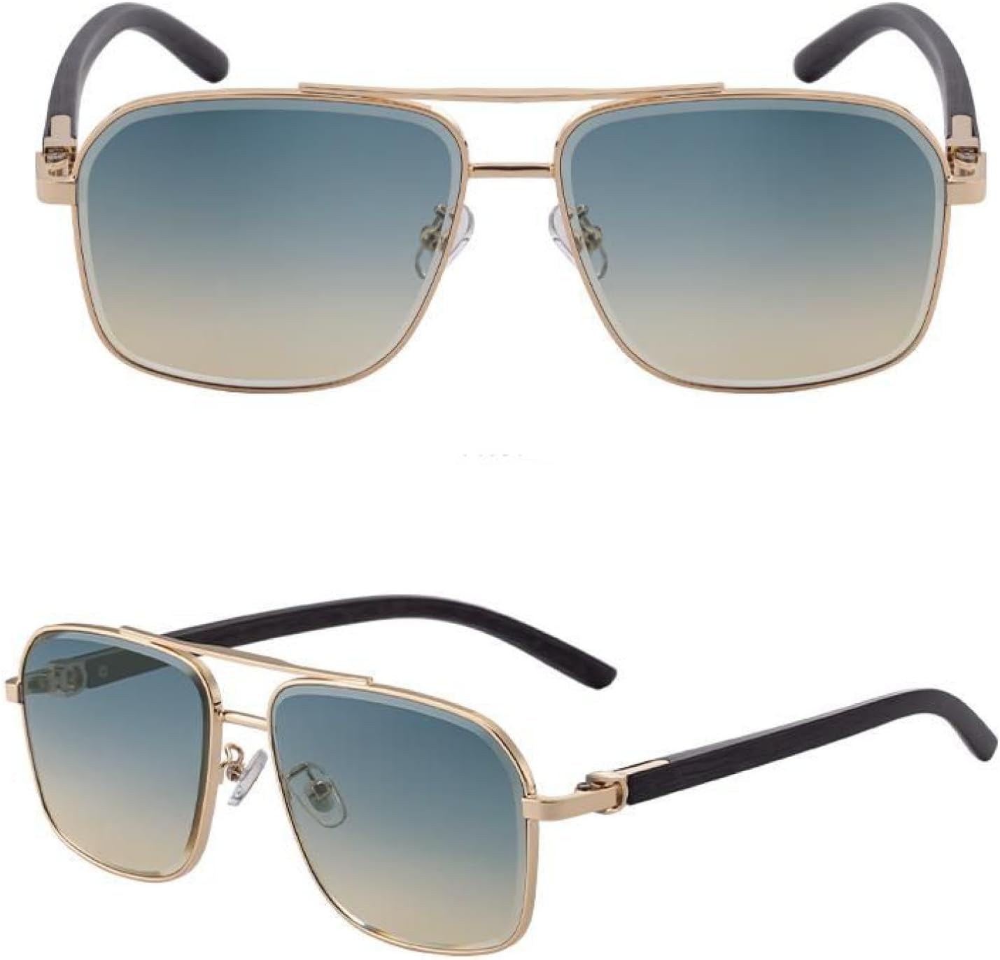 

Мужские солнцезащитные очки в стиле панк большого размера, роскошные ретро-очки с металлической оправой, двойной дужкой, в стиле стимпанк, защита от УФ-излучения UV400 TVTBBVV, C6goldgreenorange