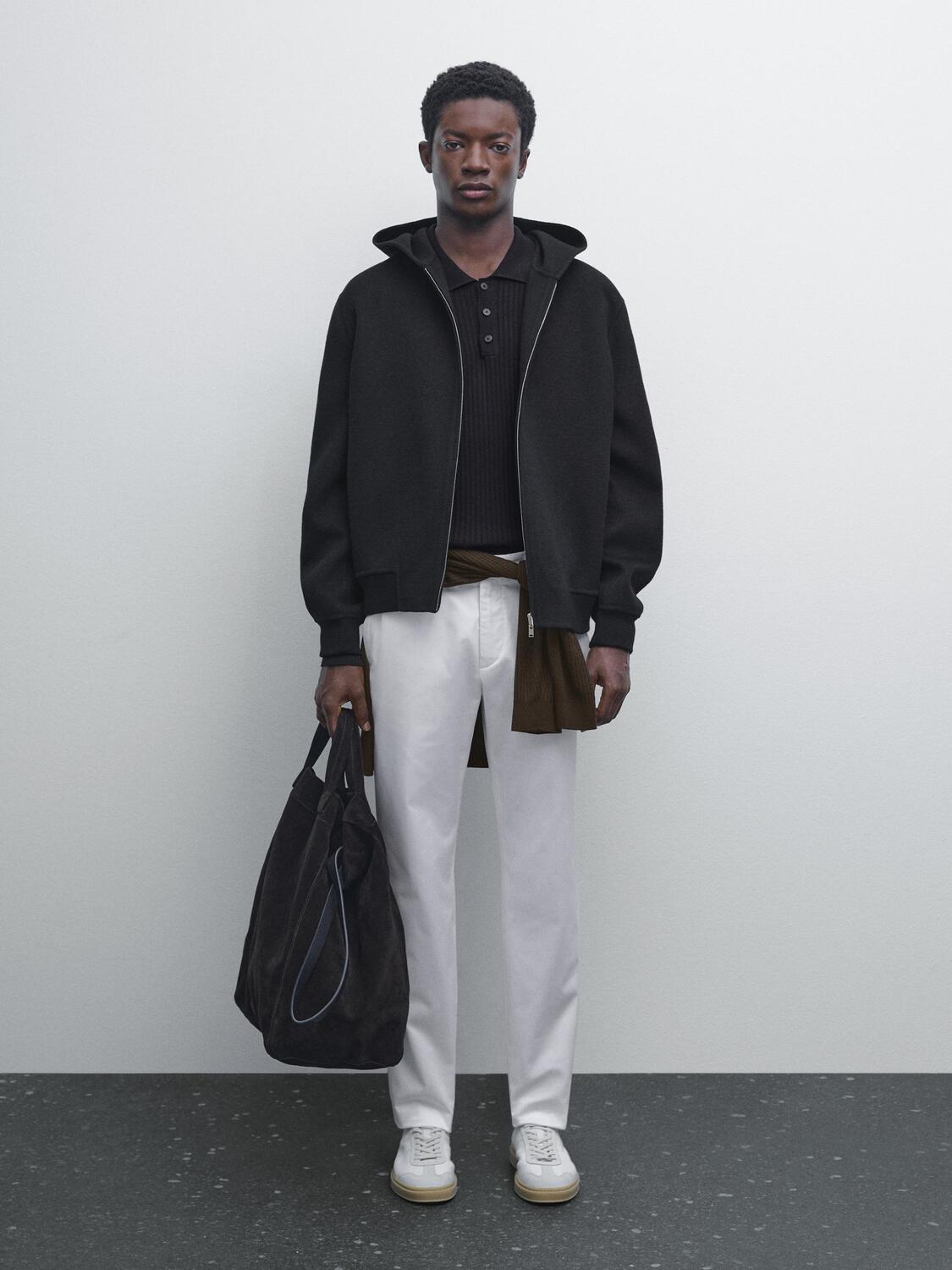 

Узкие брюки из хлопковой смесовой ткани Massimo Dutti, белый