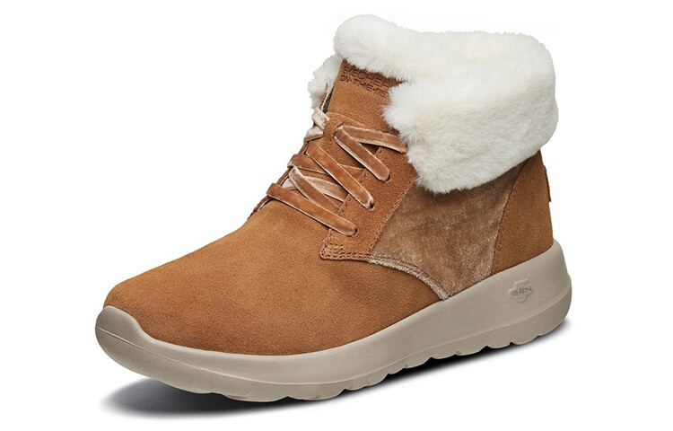 Женские ботинки Skechers зимние с мехом, коричневый — фото 3